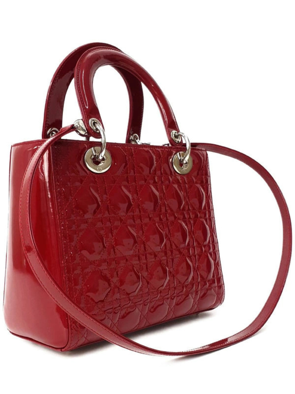 Dior Christian 2way Quilted Cannage Lady bag Black